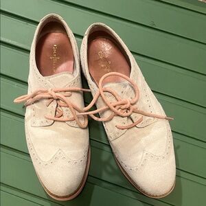 Cole Haan Beige Wingtip Oxfords with Pink Laces